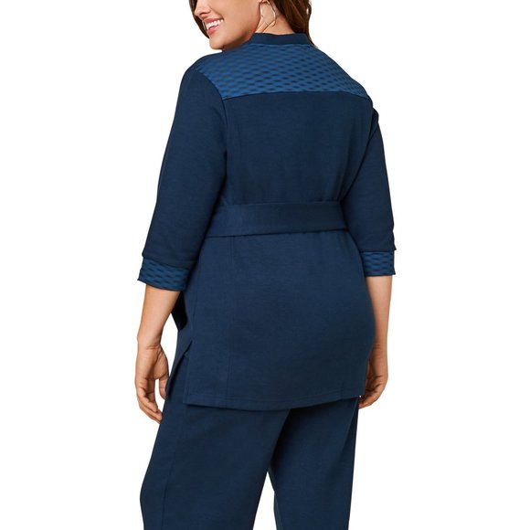 Seek No Further Women’s Plus Size- 2X, ¾ Sleeve Stretch Ponte Jacket- Navy Night - Picture 3 of 6
